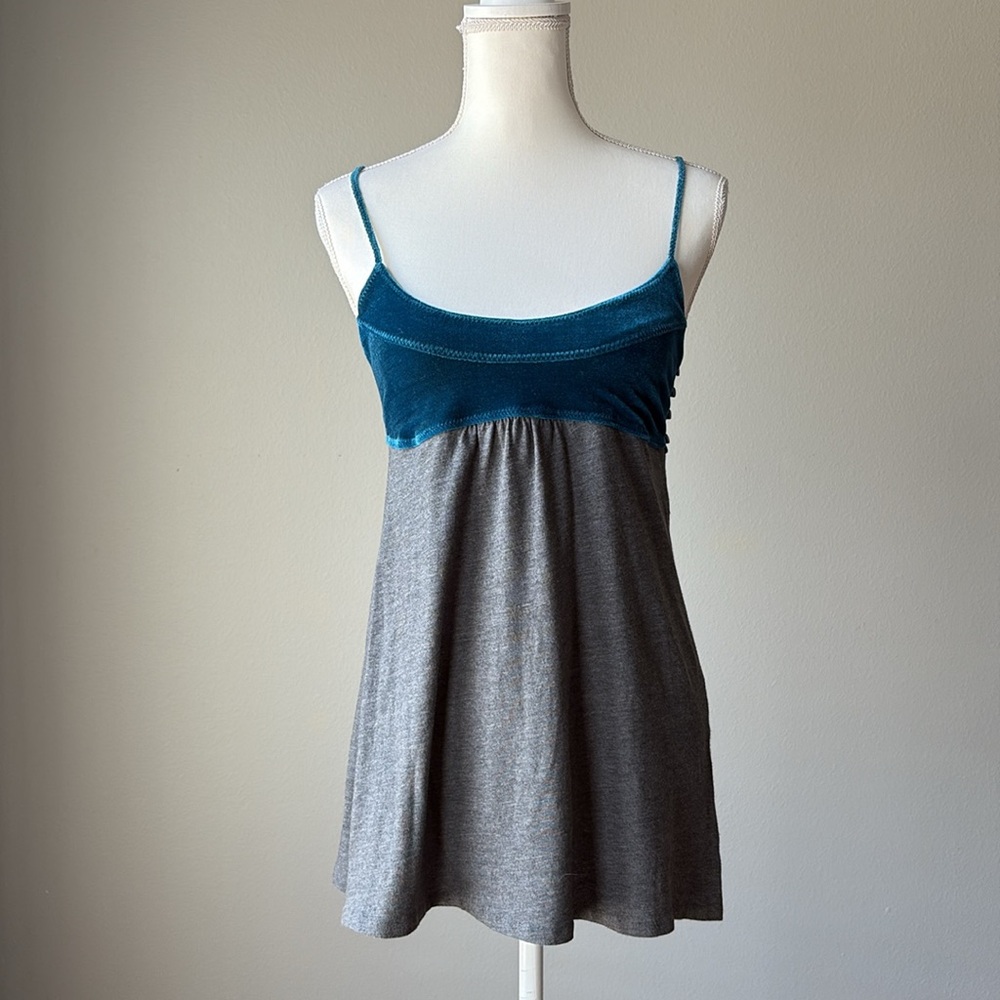 Free People | Blue Velvet Spaghetti Strap Tunic Top